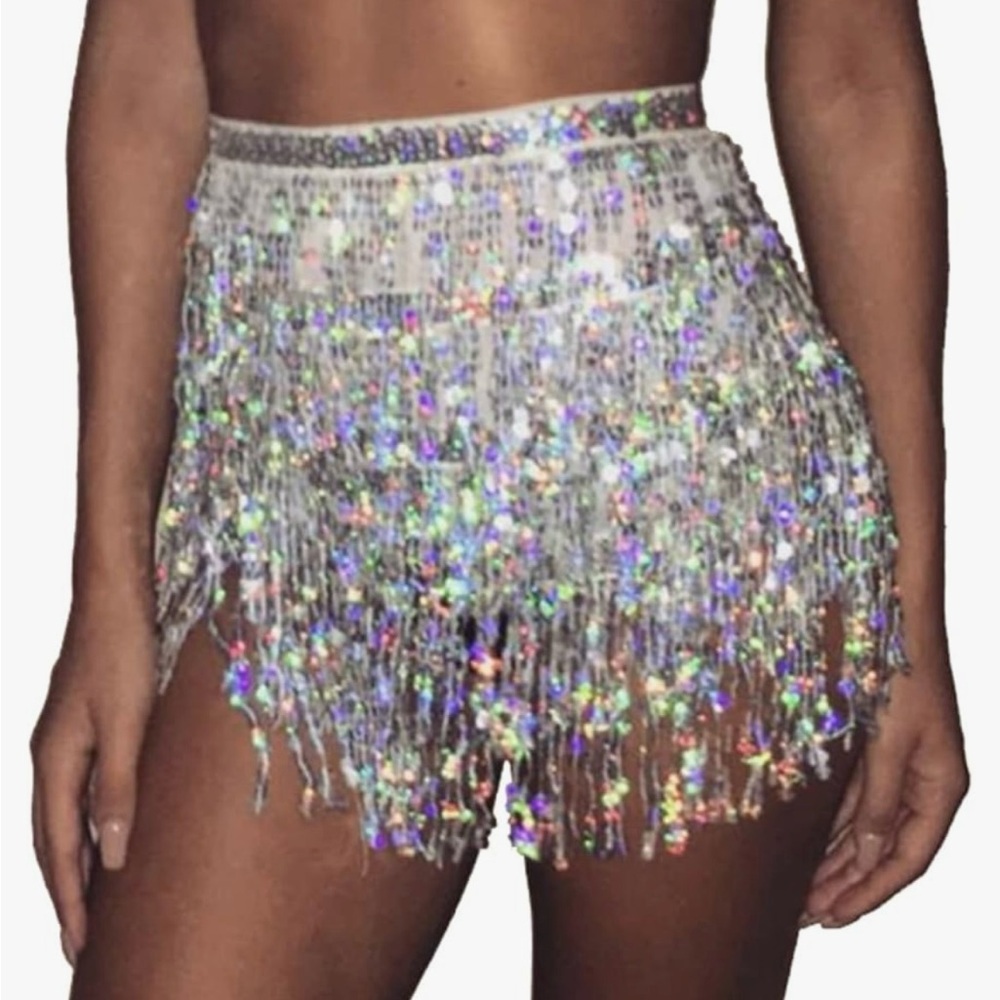 Sparkling Sequin Fringe Tassel Skirt